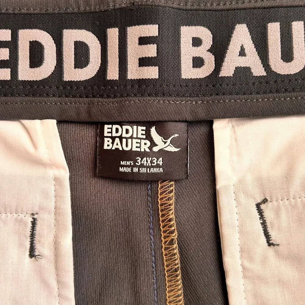 NWT Eddie Bauer Mr Flex Gray WR Sport Chino Classic Fit Men's 34/34